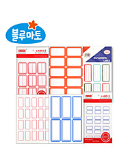 [블루마토] 사각라벨1(5*16), (1장-라벨80개)/(50P) / 2색(빨강,파랑 선택)