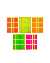 [블루마토] 컬러사각라벨2-B,(1장-15개) /(10P) /5색(진주황,노랑,연주황,초록,분홍) 선택