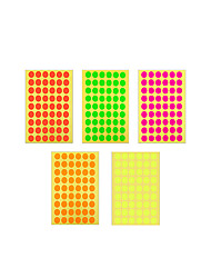 스티커4-B, (원) (1장-원스티커 54개)/ (10P) /5색(진주황, 연주황,초록,분홍,노랑) 선택