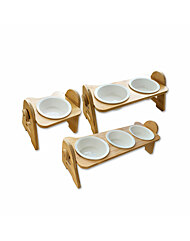 강아지 고양이 높이 조절 각도 조절 원목 식기 3구 (PWC003)