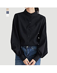 [~77까지]스쿠 퍼프 소매 하이넥 블라우스