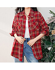 [~88까지]오버핏 더블 포켓 체크 셔츠