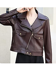 [~77까지]로지 포켓 사선 지퍼 카라 레더 자켓