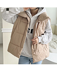 [~88까지]빅사이즈 루블 사선 지퍼 하이넥 패딩조끼