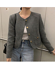 티토 모던 클래식 세미크롭 데일리 트위드 자켓