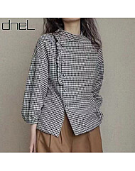 [드넬]언프릴체크블라우스DWB53609A
