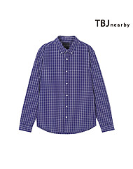 남성 코튼 체크 셔츠_네이비