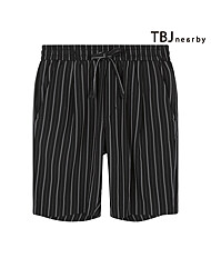남성 5부 TR 스트라이프 올밴딩 슬랙스 팬츠_블랙