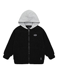 여아 후드 배색 양털 점퍼 21D0152_BK