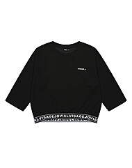 여아 레터링 밴트 7부 티셔츠 23F0791_BK
