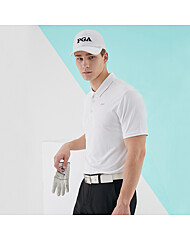 PGA 남성 데일리 컴팩트 반팔 카라 티셔츠 (아이보리)