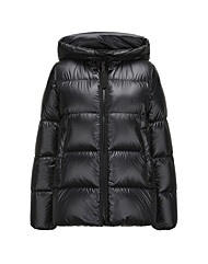 몽클레어 25FW SERITTES 로고 패치 후드 숏 패딩 자켓 블랙 1A000 68 597YG 999