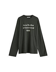 아크네 25FW 1996 스탬프 로고 빈티지 롱슬리브 티셔츠 페이드블랙 CL0197 BM0