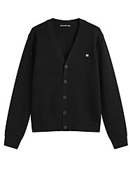 아크네 25SS 페이스 패치 레귤러핏 브이넥 가디건 블랙 C60104 900