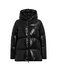 듀베티카 24FW CALLIA 로고 패치 후드 패딩 자켓 블랙 VDDJ95936K0001 BKS