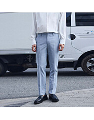 블루 슬림핏 수트 팬츠
