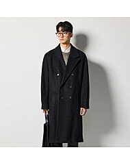 더블 브레스티드 부클 WOOL 코트_블랙 (오버핏)