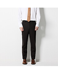 ITALY MARLANE 울 98% 포멀 팬츠_브라운 스트라이프 (클래식핏)