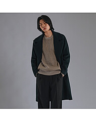 남성 하이넥 와이드 라펠 코트 (DK-GREEN)