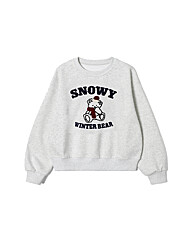 여성 자수 곰돌이 라운드넥 티셔츠 (L-M-GREY) (HBALT55)