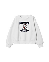 여성 자수 곰돌이 라운드넥 티셔츠 (WHITE) (HBALT55)