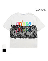 [반에이크] 시스루 레이스 배색 반팔티셔츠_VB28TSQ331Z