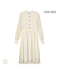 [반에이크] 레이스 니트배색 원피스_VB3YKOUG01Z