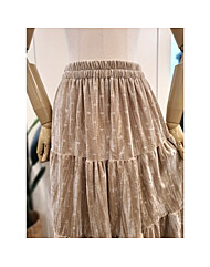 KESKNC01BE_럽 벨벳 밴딩 스커트 베이지