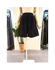 KKPTP903BK_빅포켓 코듀 4부 밴딩 반바지 블랙