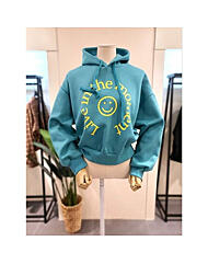 KKTSPB25GE_기모 스마일 후드티셔츠 그린