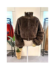 KEJPPC03BR_니트배색 숏 퍼 점퍼 브라운