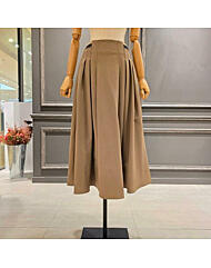 A5BWSK500_허리 밴딩 A라인 주름스커트