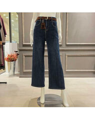 A5BDSL400_벨트장식 기모 데님 팬츠