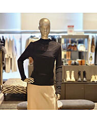 BFW5SNTD9350_시스루 배색 스판 반터틀넥 티셔츠