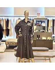 BFW5PNOQ8960_스판데님 핀턱주름 롱 원피스