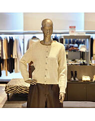 BFW5SNKG9390_실버버튼 라운드넥 숏가디건