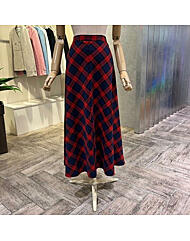 AOZ5QS03G_플레어 체크 롱 스커트