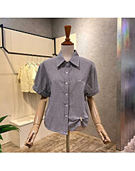 AOZ5ZB432_카라 롤업소매 배색 셔츠