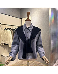 AOA5HB31G_크롭 케이프 셋트 배색 셔츠