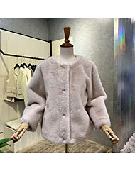 AOZ4FFF8K_라운드 백밴딩 페이크 퍼 자켓