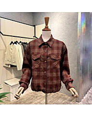 AOA1HB34A_체크 패턴 카라 스트링 셔츠