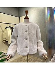 AOZ4ZF03K_라운드 페이크 퍼 단추 자켓