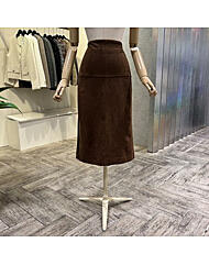 AOA1HS361_스웨이드 H라인 미디 스커트