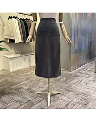 AOA1HS36A_백밴딩 H라인 스웨이드 미디 스커트