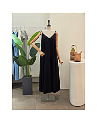 24FM4F9OP5896_네추럴 핏 슬릿 롱 원피스