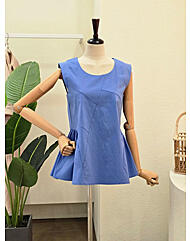 FM5E9BL5185_민소매 허리 셔링 블라우스