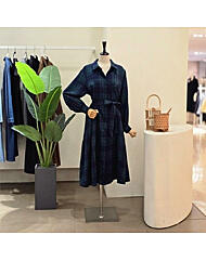 FW5J9OP5287_체크 벨티드 카라넥 롱원피스