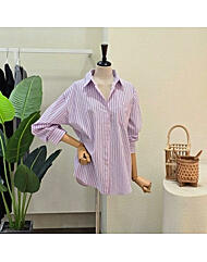 FS6A3BL30497_컬러 스트라이프 카라넥 셔츠