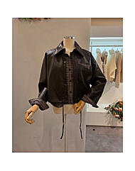 CP8DBL08_체크 배색 스트링 레자 셔츠