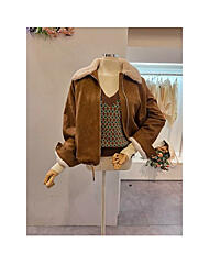 CP9WLT04_양털 카라 스웨이드 퍼 집업 자켓